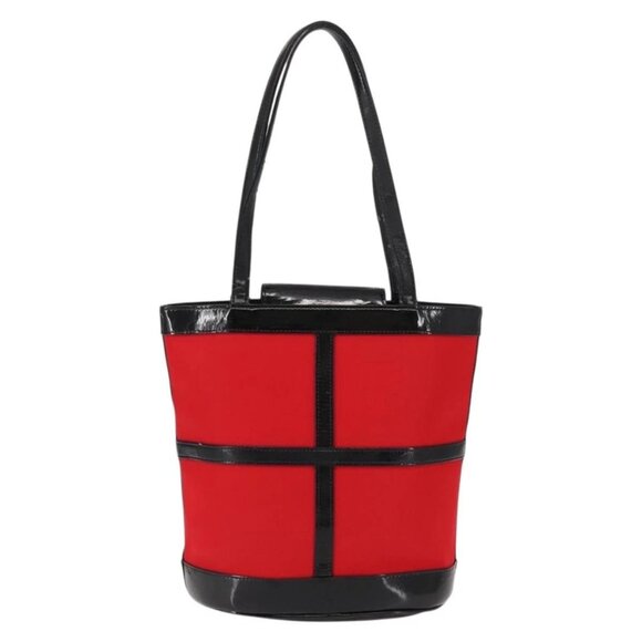 SAINT LAURENT Tote Bag Enamel nylon Red Silver - Picture 2 of 16